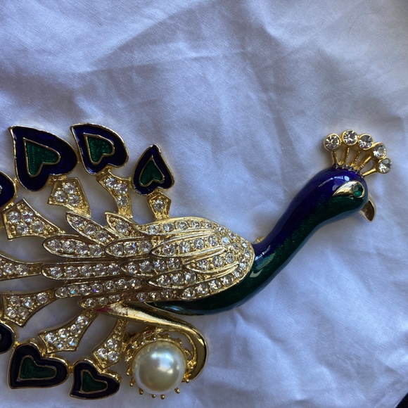 Vintage Large Peacock Pin. Jewels and enamel - Picture 13 of 15